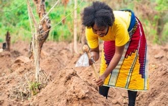 African Farmer Digging Ridges